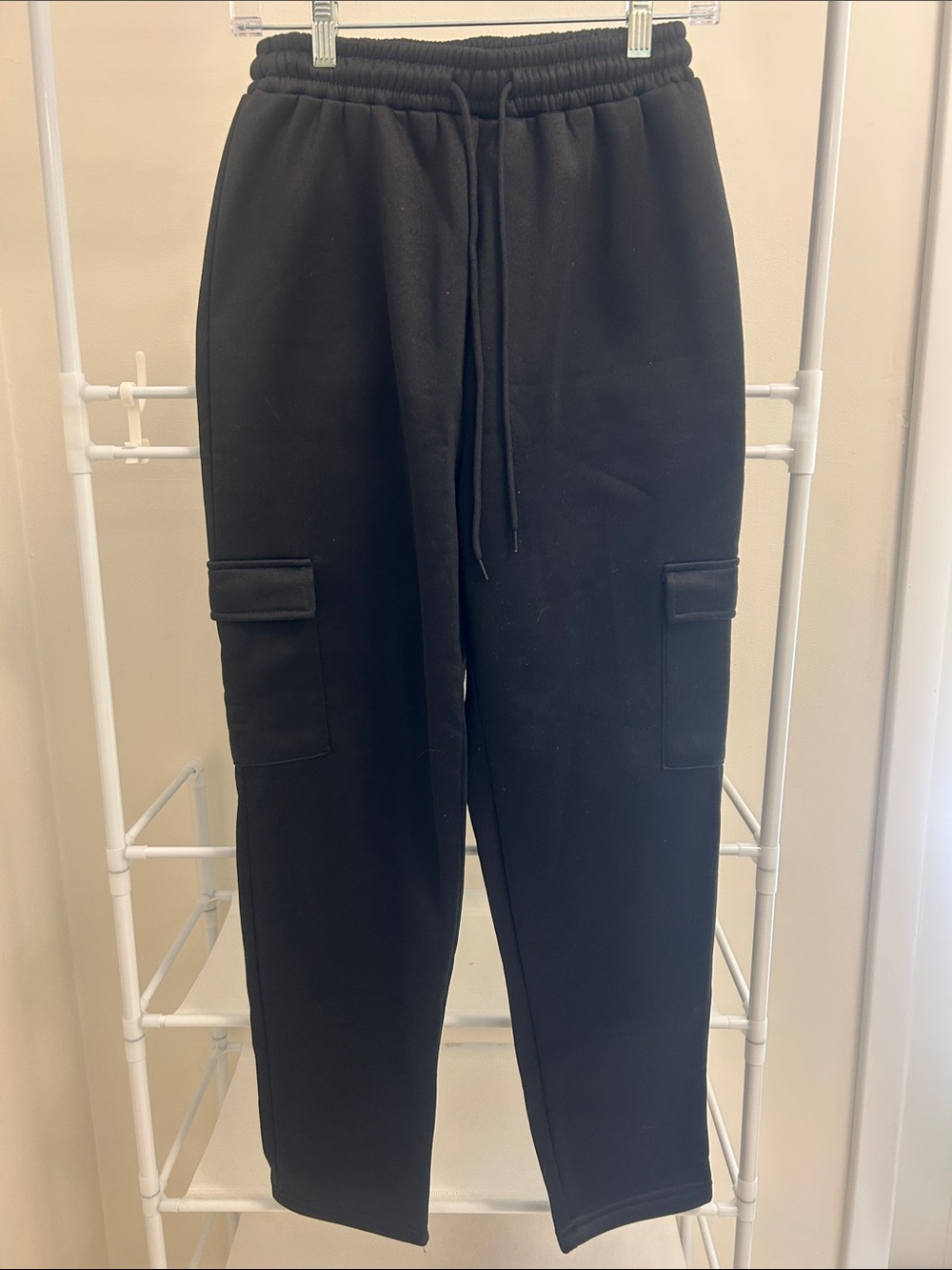 SHEIN Black Cargo Jogger Pants with Drawstring Waist